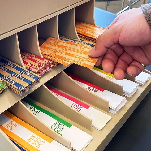 منظم أغلفة العملات والنقود من 3 طبقات من Nadex - حزام فاتورة العملات المعدنية المكون من 12 حجرة وحامل أنابيب العملات المعدنية مع صينية أدوات مكونة من 5 حجرات - يتضمن 300 غلاف نقدي و100 أنبوب عملات معدنية (بيج) in Kuwait