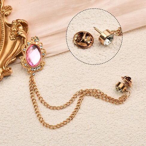 Men's Gem Brooch Crystal Lapel Pin for Men Tassel Chain Brooch Collar Pins Rhinestone Brooch Pin Hanging Chain Lapel Pins for Men Suits Shirts Tuxedo Accessories for Prom Wedding Birthday Party in Saudi Arabia