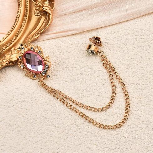 Men's Gem Brooch Crystal Lapel Pin for Men Tassel Chain Brooch Collar Pins Rhinestone Brooch Pin Hanging Chain Lapel Pins for Men Suits Shirts Tuxedo Accessories for Prom Wedding Birthday Party in Saudi Arabia