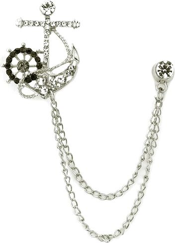 Knighthood Anchor with Wheel and Hanging Tassel Chain Collar Pin Brooch, Suit Stud, Shirt Studs, Lapel Pin Accessories for Men Women in Saudi Arabia
