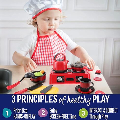44 Pieces Kids Kitchen Toy Accessories, Mini Breakfast Stove Top Appliances Playset with Fake Cookware, Pretend Play Food, and Utensils in Saudi Arabia