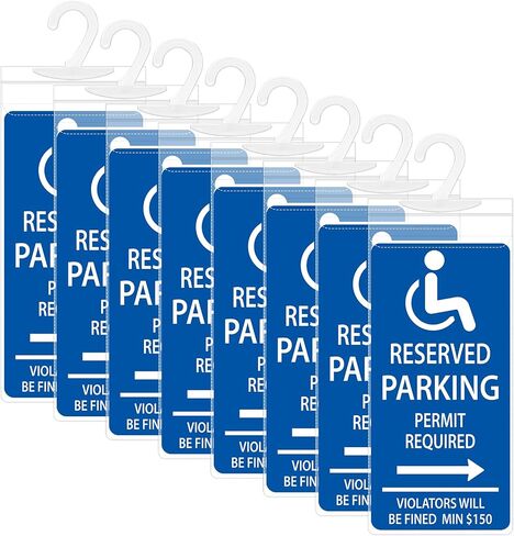 DIVINA VITAE 8Pack Handicapped Placard Holder 13.8 x 5 Inch Disabled Parking Permit Holder with Large Plastic Hanger, Ultra Transparent Handicap Parking Placard Holder for Handicap Parking in Saudi Arabia