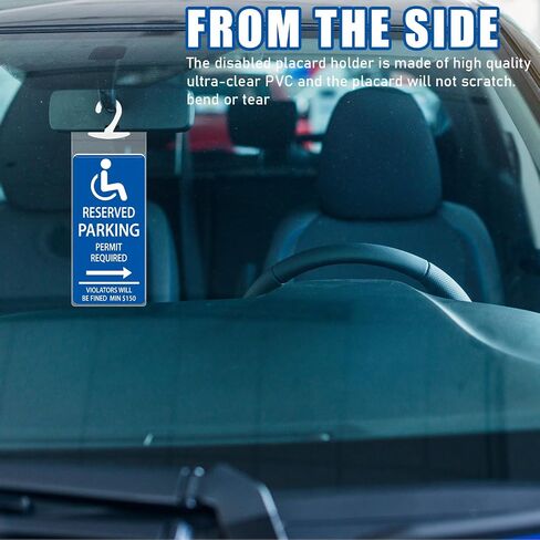 DIVINA VITAE 8Pack Handicapped Placard Holder 13.8 x 5 Inch Disabled Parking Permit Holder with Large Plastic Hanger, Ultra Transparent Handicap Parking Placard Holder for Handicap Parking in Saudi Arabia