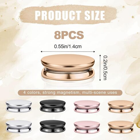 8pcs Magnetic Hijab Pins, Multipurpose Strong Magnetic Scarf Clasp Hijab Buttons No Snag Hijab Magnets Pinless Brooch Hijab Pins for Women Clothing Scarves (Oblate Style) in Saudi Arabia