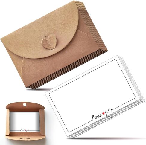 30 pcs Mini Envelopes with Cards Little Kraft Paper Envelopes with Heart Shaped Clasp Small Envelope with Love You Card Cards with Envelopes for Business Card Gift Cards Weddings Favors(4.1x2.8inch) in Saudi Arabia