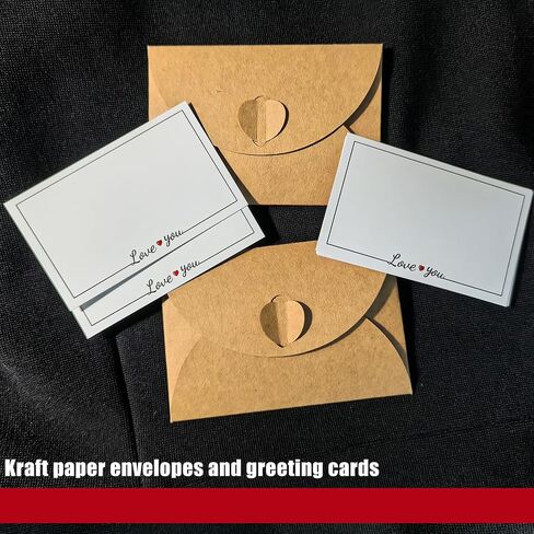 30 pcs Mini Envelopes with Cards Little Kraft Paper Envelopes with Heart Shaped Clasp Small Envelope with Love You Card Cards with Envelopes for Business Card Gift Cards Weddings Favors(4.1x2.8inch) in Saudi Arabia