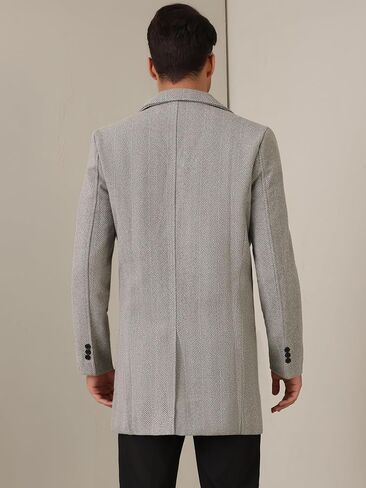 Lars Amadeus Double Breasted Trench Coats for Men's Herringbone Printed Notched Collar Winter Overcoats in Saudi Arabia