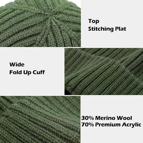 ACTLATI Kids Merino Wool Beanie Hat Winter Boys Girls Ribbed Knit Beanies Caps Unisex Cuffed Skull Caps 7-14 Years in Kuwait