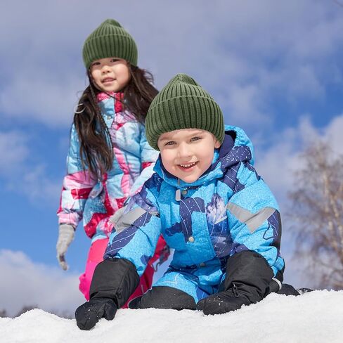 ACTLATI Kids Merino Wool Beanie Hat Winter Boys Girls Ribbed Knit Beanies Caps Unisex Cuffed Skull Caps 7-14 Years in Kuwait