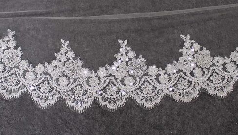 طرحة زفاف قصيرة من الدانتيل مع مشط بلينغ ترتر دانتيل طبقة واحدة حجاب زفاف أبيض عاجي للعروس ويلون in Kuwait