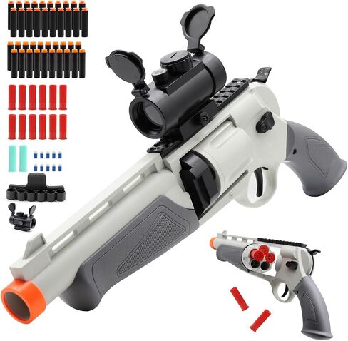 Toy Gun Revolver with 50 Soft Bullets, 14 Shells and 1 Sight, Toy Guns for Boys Kids Adults Toy Foam Blasters & Guns, Educational Shooting Model, Gifts for Christmas Halloween Birthday 8+ in Kuwait