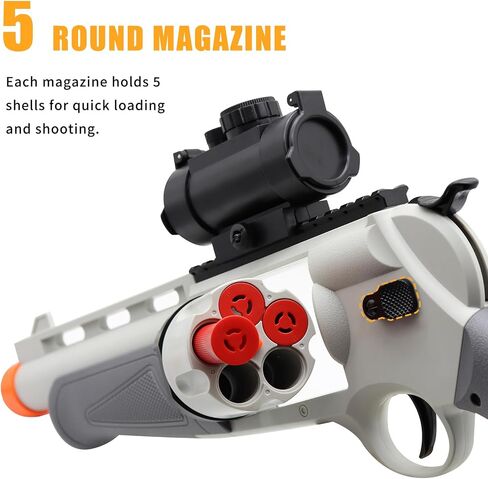 Toy Gun Revolver with 50 Soft Bullets, 14 Shells and 1 Sight, Toy Guns for Boys Kids Adults Toy Foam Blasters & Guns, Educational Shooting Model, Gifts for Christmas Halloween Birthday 8+ in Kuwait