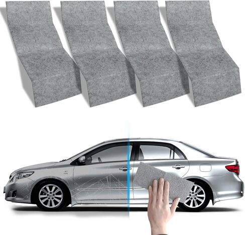 4 قطع من قماش النانو اللامع من Ouzorp لخدوش السيارة، قماش نانو سحري سهل إصلاح طلاء السيارة من الخدوش الخفيفة، وبقع الماء على السطح لجميع السيارات مع قفازات للاستعمال مرة واحدة in Kuwait