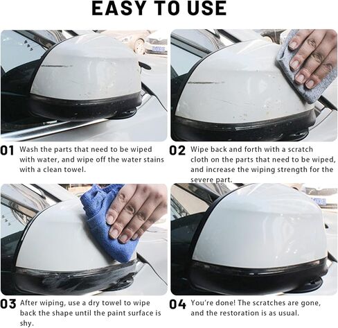 4 قطع من قماش النانو اللامع من Ouzorp لخدوش السيارة، قماش نانو سحري سهل إصلاح طلاء السيارة من الخدوش الخفيفة، وبقع الماء على السطح لجميع السيارات مع قفازات للاستعمال مرة واحدة in Kuwait
