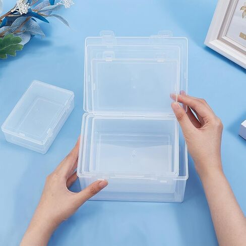 BENECREAT 4 Sizes Bead Storage Organizer Box, Rectangle Clear PP Plastic Box Containers, Dustproof Case with Hinged Lid for Cards, Beads and Craft Supplies in Saudi Arabia