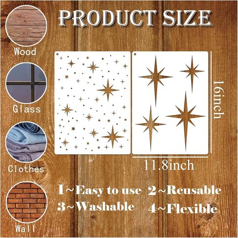 Large Star Stencil for Painting Reusable Paint Stencils for Walls Twinkle Star Wall Drawing Stencils for Painting on Wood Craft Canvas Fabric Home Decoration(Twinkle Star) in Kuwait