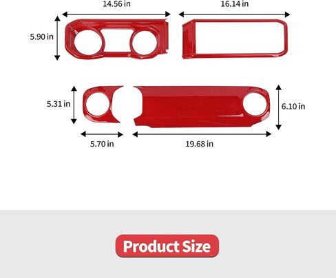 Jimen Fit for Jeep Wrangler JL JLU & Gladiator JT 2024-2025, 4PCS Center Console Dash Trim & Dashboard Cover Navigation Panel Interior Overlay (Red Carbon Fiber) in Kuwait