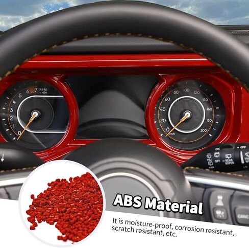 Jimen Fit for Jeep Wrangler JL JLU & Gladiator JT 2024-2025, 4PCS Center Console Dash Trim & Dashboard Cover Navigation Panel Interior Overlay (Red Carbon Fiber) in Kuwait