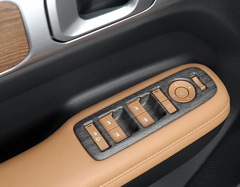 4Pcs Door Lock Glass Control Button Panel Cover Window Lift Switch Panel Trim Compatible with Hyundai Santa Fe 2024 2025 MX5 Accessories (Wood Grain Style) in Saudi Arabia