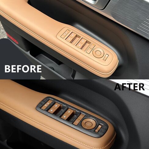 4Pcs Door Lock Glass Control Button Panel Cover Window Lift Switch Panel Trim Compatible with Hyundai Santa Fe 2024 2025 MX5 Accessories (Wood Grain Style) in Saudi Arabia