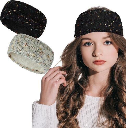 Styla Hair Ear Muffs الشتاء النساء متماسكة عصابات الرأس الدافئة الناعمة سميكة الصوف مبطنة تدفئة الأذن للنساء عقال 2pk الشتاء عصابات الرأس للنساء (الوردي الأرجواني) in Kuwait