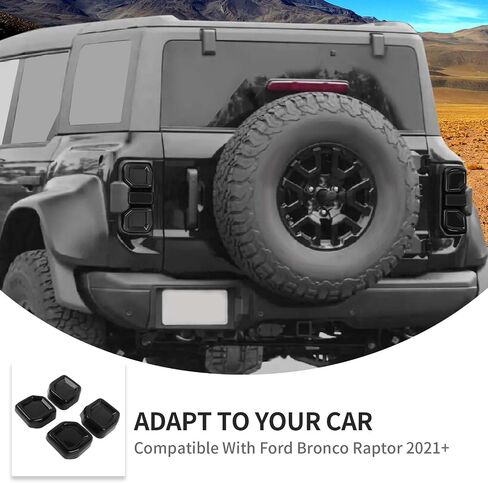 Linskip Tail Light Covers Fit for Ford Bronco Raptor 2022 2023 2024, Tail Lamp Guard Trim Bezels Decoration Accessories for Bronco Raptor Exterior Accessories(Smoke Dark) in Saudi Arabia