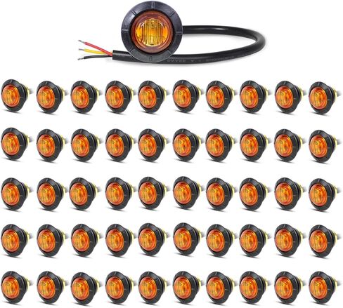 MADCATZ Meerkatt Pack of 50 Amber 3 LED Round Lamp Indicator Side Marker Lights Trailer Truck Pickup ATV Caravan Boat 12V DC 2 Step Brightness in Saudi Arabia