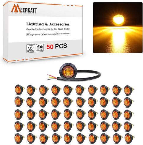 MADCATZ Meerkatt Pack of 50 Amber 3 LED Round Lamp Indicator Side Marker Lights Trailer Truck Pickup ATV Caravan Boat 12V DC 2 Step Brightness in Saudi Arabia