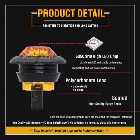 MADCATZ Meerkatt Pack of 50 Amber 3 LED Round Lamp Indicator Side Marker Lights Trailer Truck Pickup ATV Caravan Boat 12V DC 2 Step Brightness in Saudi Arabia