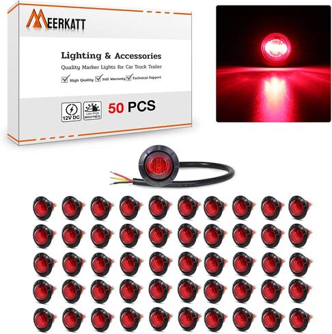 MADCATZ Meerkatt Pack of 50 Amber 3 LED Round Lamp Indicator Side Marker Lights Trailer Truck Pickup ATV Caravan Boat 12V DC 2 Step Brightness in Saudi Arabia