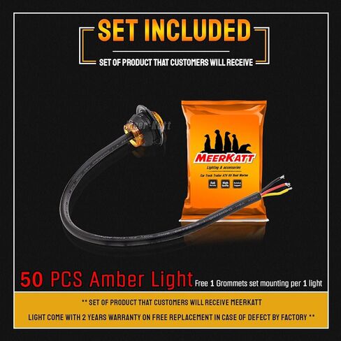 MADCATZ Meerkatt Pack of 50 Amber 3 LED Round Lamp Indicator Side Marker Lights Trailer Truck Pickup ATV Caravan Boat 12V DC 2 Step Brightness in Saudi Arabia