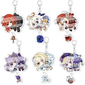 سلسلة مفاتيح جينشين إمباكت، سلاسل مفاتيح أنمي لطيفة كاواي من الأكريليك مجموعة لحقائب الظهر، هدايا للنساء والرجال والأولاد والبنات in Kuwait