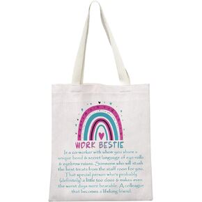 MEIKIUP Work Bestie Tote Bag Canvas Shopping Bag Coworker Gift for Bestie BFF Gift Work Friend Gift for Her