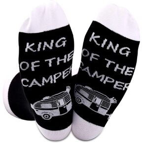 Queen of the Camper Socks Outdoor Camping Camper Girls Novelty Socks RV Gift Happy Camper Gift King of The Camper