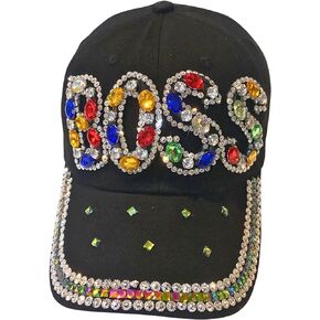 قبعة بيسبول Popfizzy Bling Boss للنساء، أفضل هدايا للنساء، قبعة بوس متعددة الألوان من حجر الراين، هدايا للنساء الزعيمات