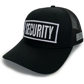 Security Guard Trucker Mesh Hat with Patch and Flag | Bold Security Text | Snap Back One Size