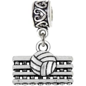 Dangle Volleyball and Net Charm Bead