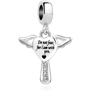 Heart Cross Guardian Angel Wing Birthday Gift for Grandma Sister Mom Bead Charms for Bracelet Necklace