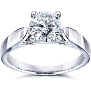 Kobelli Round Moissanite Solitaire Engagement Ring 1 CTW 14k White Gold