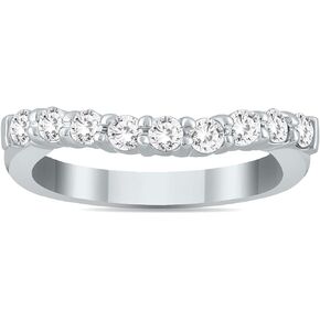 SZUL AGS Certified 1/2 Carat TW Diamond Curve Wedding Band in 10K White Gold