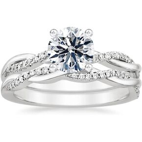 Bridal Set 1 Carat Center Twisting Infinity Pave Set Moissanite Engagement Rings for Women Platinum Plated Silver