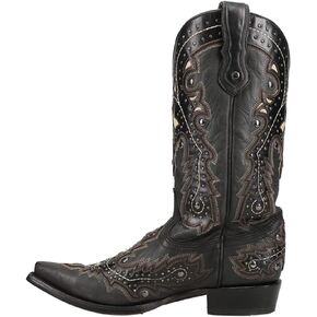 Corral Boots Mens Mn Black Overlay & Embroidery & Studs Snip Toe Casual Boots Mid Calf - Black