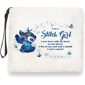 Stitch Girl Cosmetic Bag For Fans Cartoon Love Gift Hawaiian Bags Party Merch Inspired Fans Gifts Travel Makeup Bag Zipper Pouch Cosmetic Bag Toiletry Bag Gifts for Women Teen Girl Friends