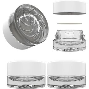 5ml Supercell Clear Glass Thick Child Resistant Containers – Concentrate Storage Jars for Oil, Lip Balm, Wax, Cosmetics – Premium PE Cap Seal White Lid (10)