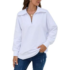 Famulily Women's Half Zip Pullover Collared Oversized Sweatshirts Casual Lightweight Long Sleeve Pullover Tops