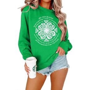 LOTUCY St Patrick's Day Sweatshirt Women irish Sweatshirts Green Lucky Shamrock Long Sleeve Pullover Tops in Saudi Arabia