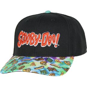 Scooby Doo Snack Time Tie-Dye Pre-Curved Bill Adjustable Snapback Hat Cap Black