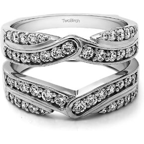 TwoBirch Sterling Silver Infinity Bypass Engagement Ring Guard With Cubic Zirconia (3/4 ct., Size 6)