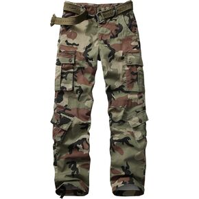 OCANXUE Men's Hiking Pants Waterproof Camo Work Cargo Pants Relaxed Fit Ripstop Tactical Pants with 8 Pockets No Belt