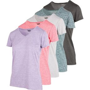 V Neck T-Shirt for Women – Athletic Active Yoga Womens Workout Gym Tops 5 Pack